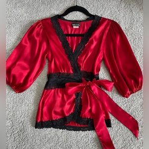 Wet Seal Red and Black Going Out Blouse.